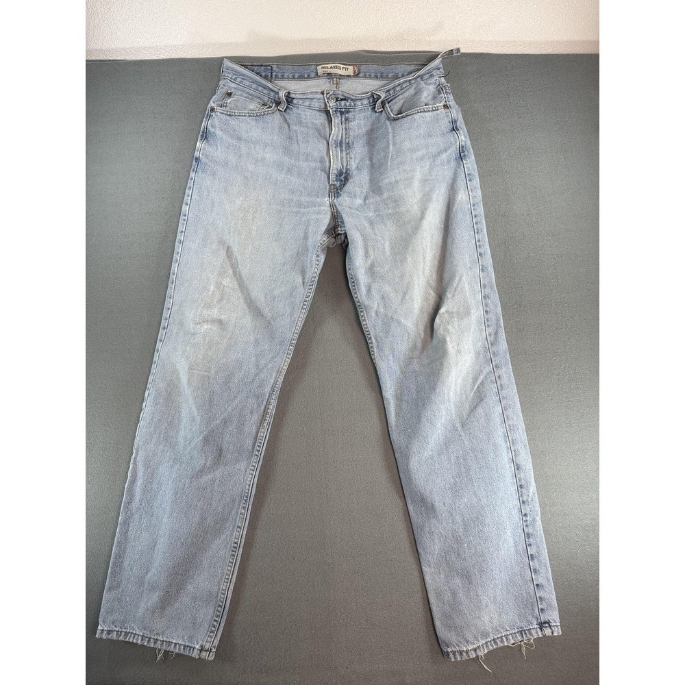 Levis Y2k 550 Jeans Mens Blue Light Wash Relaxed Tapered Leg Distressed 38x34